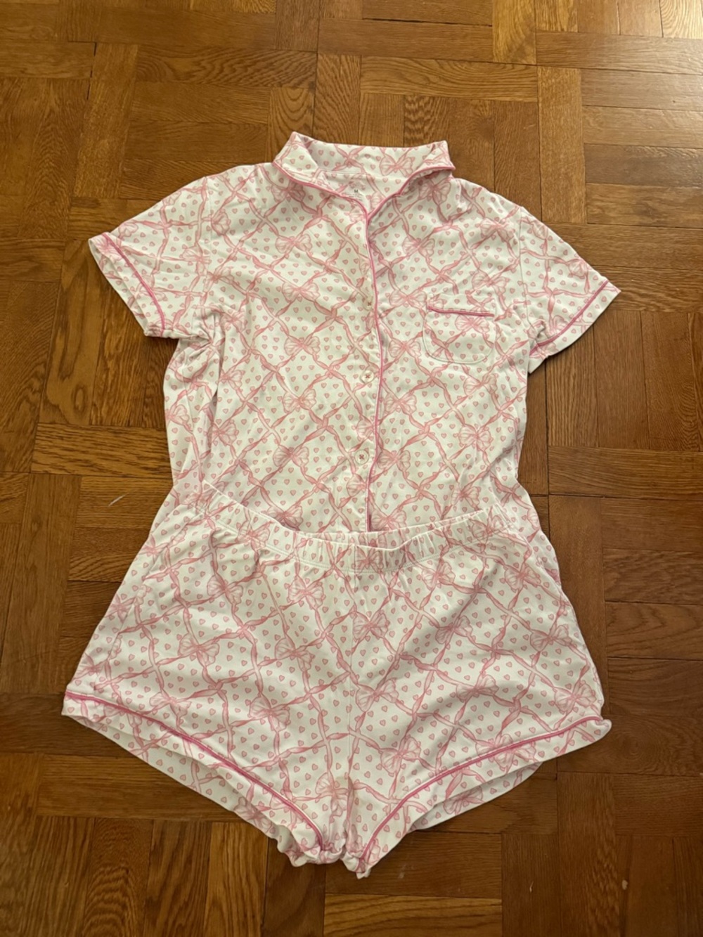 Roller Rabbit x Love Shack Fancy Pink and White Short Sleeve Pajama